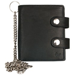 Prostorná kožená motorkářská peněženka s řetězem