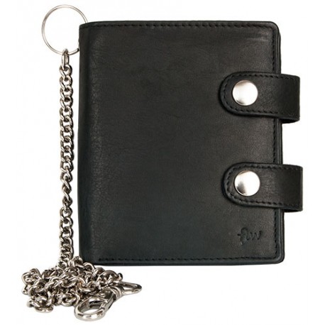 Prostorná kožená motorkářská peněženka s řetězem