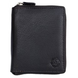 Peněženka HL z tmavě hnědé kůže dokola na kovový zip