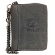 Šedá kožená peněženka Born to be wild se škorpionem dokola na zip s řetězem a karabinkou