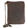 Peněženka z přírodní kůže dokola na kovový zip s řetízkem a karabinkou