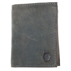 Velká šedá prostorná kožená peněženka