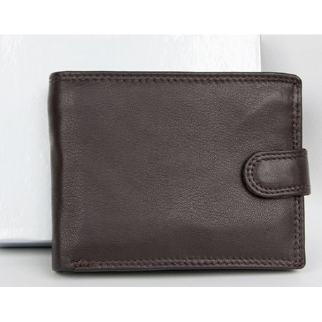 Tmavě hnědá kožená peněženka z měkké kůže bez naček a nápisů