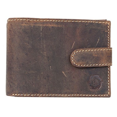 Celokožená peněženka HL z přírodní pevné kůže s upínkou