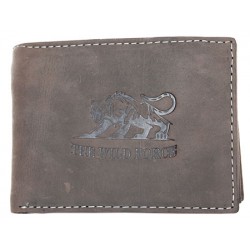 Kožená šedá peněženka z pevné hovězí kůže s tygrem