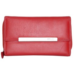 Červená velká a prostorná kožená peněženka HMT