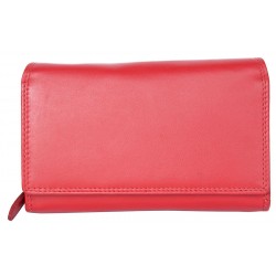 Středně velká červená kožená peněženka z měkké pravé kůže