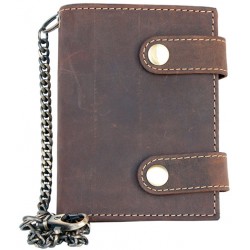 Kožená peněženka se dvěma upínkami a 35 cm dlouhým kovovým řetězem a karabinkou