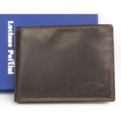 Tmavě hnědá kožená peněženka Luciano Polini z kvalitní hnědé kůže