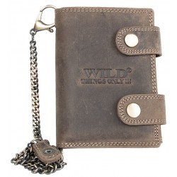 Kožená peněženka Wild s 50 cm dlouhým kovovým řetězem a karabinkou