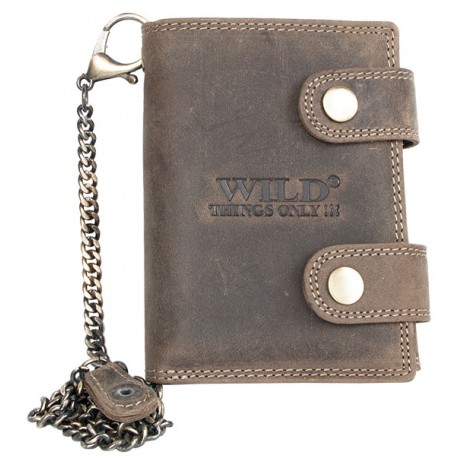 Kožená peněženka Wild s 50 cm dlouhým kovovým řetězem a karabinkou