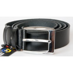 Délka 185 cm, pánský černý kožený opasek, šířka 37 mm