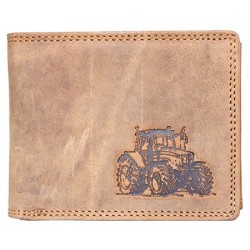 Kožená peněženka Born to be wild  z přírodní pevné kůže s traktorem (RFID)