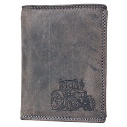 Pánská šedá kožená peněženka s traktorem RFID