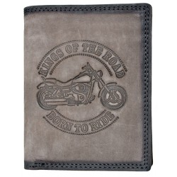 Šedá celá kožená peněženka Kings of the road s ochranou dat (RFID)