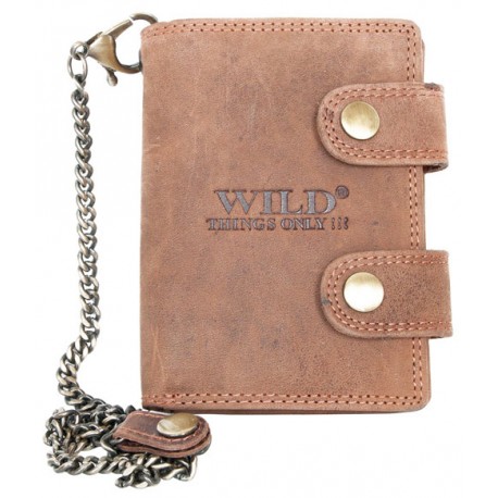 Kožená peněženka Wild s 50 cm dlouhým kovovým řetězem a karabinkou