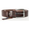 Délka 160 cm - pánský tmavě hnědý kožený opasek 