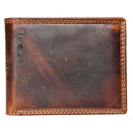 Celá kožená peněženka z hlazené pevné hovězí kůže vintage s ochranou dat na kartách (RFID)