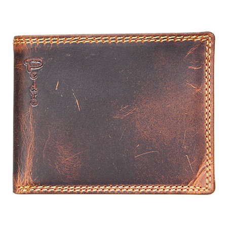 Celá kožená bi-fold peněženka z hlazené pevné hovězí kůže vintage s ochranou dat na kartách (RFID)
