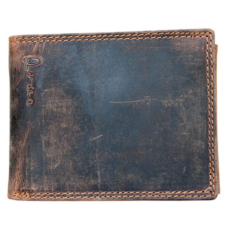 Celá kožená peněženka Pedro z pevné hovězí kůže vintage s ochranou dat na kartách (RFID)