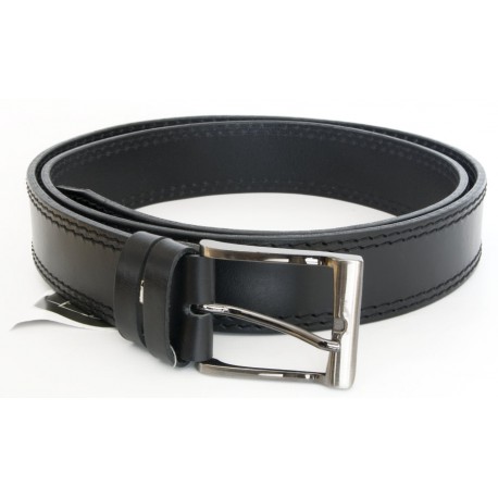 Pánský černý kožený opasek šířka 38 mm, délka 130 cm