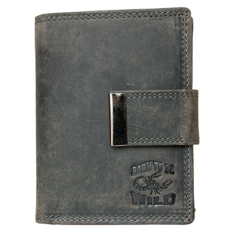 Šedá kožená peněženka Always Wild z přírodní kůže (se žralokem)