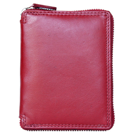 Kožená peněženka tmavě červená kvalitní celá dokola na zip s ochranou dat (RFID)