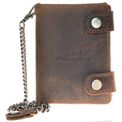Kožená peněženka Wild s 45 cm dlouhým kovovým řetězem a karabinkou