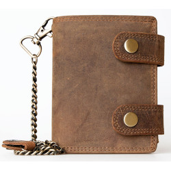 Kožená peněženka Wild s 45 cm dlouhým kovovým řetězem a karabinkou