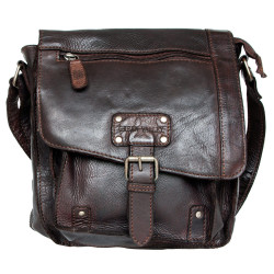 Středně velká pánská kožená taška Pedro z lehké prané kůže s popruhem přes rameno - ROZBALENÁ