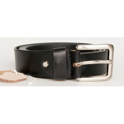Kožený opasek 160 cm dlouhý z pevné 3,5 mm silné kůže 38 mm široký s robustní lesklou přezkou