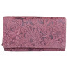 Tmavě-šedorůžová-světlešedorůžová kožená peněženka s ornamentální ražbou s ochranou dat (RFID)