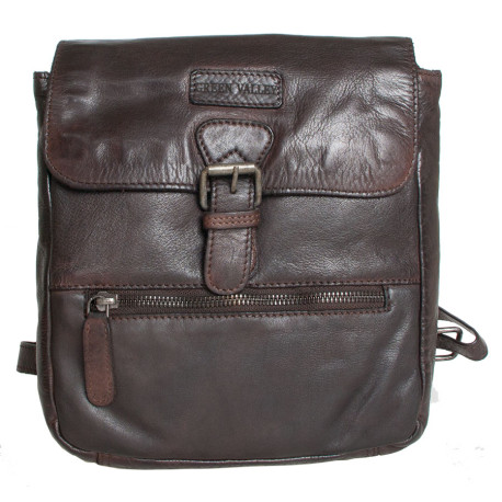Kožený baťůžek Green Valley na nošení na zádech nebo přes rameno z měkké prané kůže s látkovou podšívkou