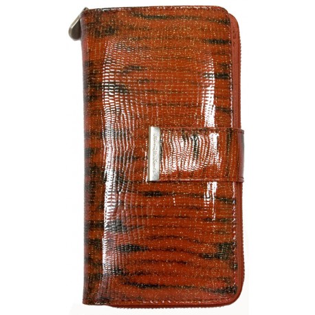 Luxusní červená kožená fóliovaná peněženka Jennifer Jones