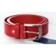 Červený italský kožený opasek. Šířka 39 mm, délka 110 cm