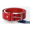 Červený italský kožený opasek. Šířka 39 mm, délka 115 cm