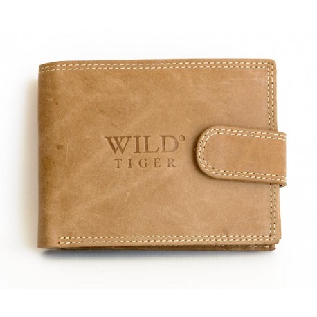 Kožená světle hnědá peněženka Wild Tiger z pevné hovězí kůže