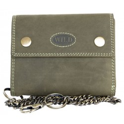 Celá kožená khaki peněženka Wild z pevné přírodní kůže