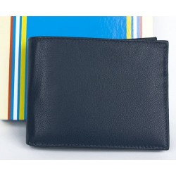 Tmavě modrá kožená peněženka bez značek a nápisů