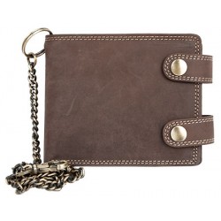 Prostorná kožená peněženka s 50 cm dlouhým řetězem a karabinou
