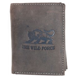 Kožená šedohnědá peněženka The wild force s tygrem z pevné hovězí kůže