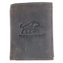 Kožená šedohnědá peněženka The wild force s býkem z pevné hovězí kůže