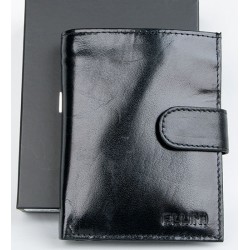 Pánská kožená peněženka lesklá černá s vyjímatelnou dokladovkou a s ochranou dat