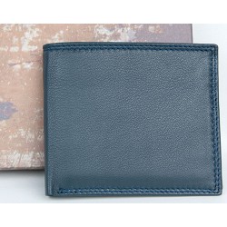 Malá šedomodrá kožená kapesní peněženka 
