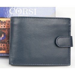 Šedomodrá peněženka Corsi z příjemné kůže bez značek a nápisů