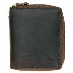 Pánská malá kapesní kožená olejovaná peněženka na kovový zip
