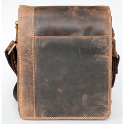 Střední pánská taška z pevné kůže s popruhem přes rameno bez značek a nápisů
