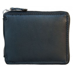 Kožená peněženka černá dokola na kovový zip