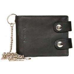 Pánská malá černá kapesní peněženka s řetězem s ochranou dat na kartách (RFID)