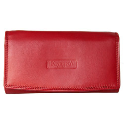 Červená kožená peněženka orientovaná jako oboustranná